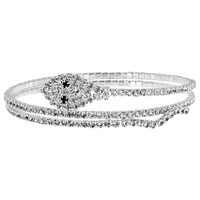 SNAKE CRYSTAL RHINESTONE MULTILAYER 2 ROW STACKABLE  COIL BANGLE BRACELET