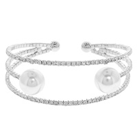 RHINESTONE PAVE PEARL INLAY CUFF BRACELET