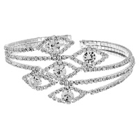 EYE DESIGN CRYSTAL RHINESTONE MULTILAYER 3 ROW CUFF BRACELET