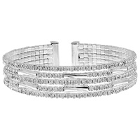 BRIDAL CRYSTAL RHINESTONE MULTILAYER 5 ROW STACKED CUFF BRACELET