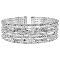 BRIDAL CRYSTAL RHINESTONE MULTILAYER 7 ROW STACKED CUFF BRACELET