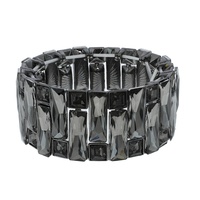 CRYSTAL RHINESTONE RECTANGLE CUT CLUSTER STRETCH BANGLE BRACELET