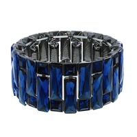 CRYSTAL RHINESTONE RECTANGLE CUT CLUSTER STRETCH BANGLE BRACELET