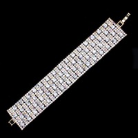By3548Gac Wide Dressy Rhinestone Clasp Bracelet