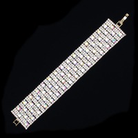 By3548Gca Wide Dressy Rhinestone Clasp Bracelet