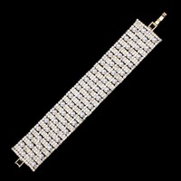 By3548Gcr Wide Dressy Rhinestone And Pearl Clasp Bracelet