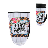 WITH GOD ALL THINGS ARE POSSIBLE WESTERN SPIRITUAL DRINKING SLEEVE INSULATED TUMBLER HOLDER
