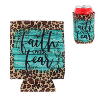 FAITH OVER FEAR WESTERN SPIRITUAL INSULATED CAN HOLDER