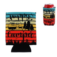 HAPPY CAMPER WESTERN ROAD TRIP THEMED INSULATED NEOPRENE CAN HOLDER SLEEVE