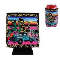 FLORAL PICK-UP TRUCK WESTERN ROAD TRIP THEMED INSULATED NEOPRENE CAN HOLDER SLEEVE