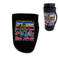WESTERN PICK-UP TRUCK LEOPARD PRINT DRINKING SLEEVE INSULATED TUMBLER HOLDER