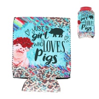 "JUST A GIRL WHO LOVES PIGS" WESTERN FARM ANIMALS INSULATED CAN HOLDER SLEEVE