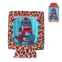 CACTUS LEOPARD PRINT WESTERN THEMED INSULATED NEOPRENE CAN HOLDER SLEEVE