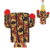 SUNFLOWERS-WESTERN INSULATED DRINKING CACTUS COOLER  AND HOLDER