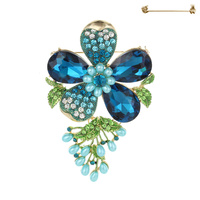 FLOWER RHINESTONE BROOCH
