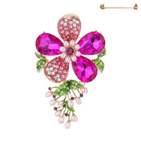 FLOWER RHINESTONE BROOCH