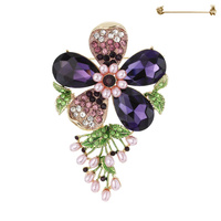 FLOWER RHINESTONE BROOCH