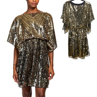1920S VINTAGE METALLIC SEQUIN FLAPPER DRESS