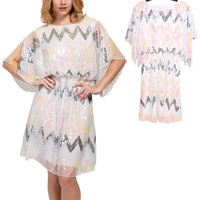 SEQUIN CHEVRON PATTERN DRESS