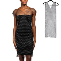 WOMEN'S CRYSTAL RHINESTONE FISHNET COVER UP DRESS