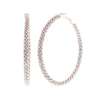 LARGE RHINESTONE PAVE TUBE HOOP EARRINGS