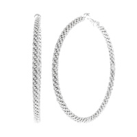 X-LARGE RHINESTONE PAVE TUBE HOOP EARRINGS