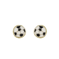 SOCCER -GAME DAY SEED BEAD HANDMADE BEADED EMBROIDERY STUD EARRINGS