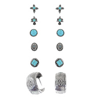 6 PAIR DAINTY WESTERN HOOP EARRINGS SET