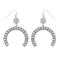 BOHO 2-TIER HAMMERED METAL BEADED ARCH SHAPED DROP HOOK EARRINGS