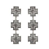 CROSS - WESTERN 3-TIER LONG DROP EARRINGS