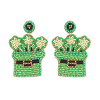 LEPRECHAUN W CLOVERS POST EARRINGS
