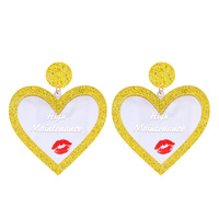 2-TIER "HIGH MAINTENANCE" MIRROR HEART SHAPED GLITTER DANGLE AND DROP VALENTINE'S DAY EARRINGS