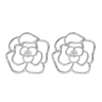 FLOWER OUTLINE CRYSTAL SOLITAIRE DROP EARRINGS