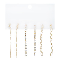 3-PAIR CRYSTAL CHAIN ASSORTED LINEAR EARRING SET