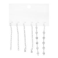 3-PAIR CRYSTAL CHAIN ASSORTED LINEAR EARRING SET