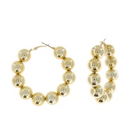 60MM METALLIC BALL BEADED HOOP EARRINGS