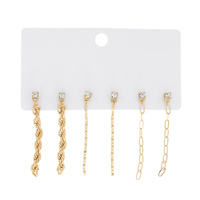 3-PAIR ASSORTED VINTAGE STYLE CHAIN LINK LONG DROP EARRING SET