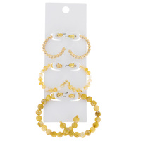 3-PAIR OPEN HOOP ASSORTED QUARTZ MULTI STONE BEADED BOHEMIAN SERENITY EARRING SET