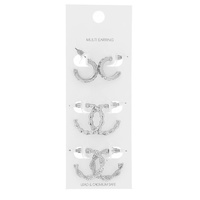 3-PAIR ASSORTED 80S VINTAGE STYLE HOOP EARRING SET