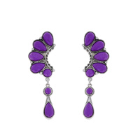 WESTERN TURQUOISE SEMI STONE ARCH SHAPED DROP EARRINGS