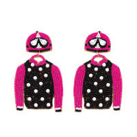 2-TIER SKI SWEATER, HAT & GOGGLES JEWELED BEADED EMBROIDERY DANGLE AND DROP EARRINGS