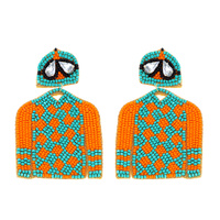 2-TIER SKI SWEATER, HAT & GOGGLES JEWELED BEADED EMBROIDERY DANGLE AND DROP EARRINGS