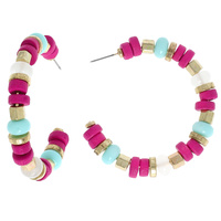 BOHEMIAN BEAD MIX OPEN HOOP EARRINGS