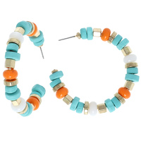 BOHEMIAN BEAD MIX OPEN HOOP EARRINGS