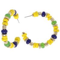 BOHEMIAN BEAD MIX OPEN HOOP EARRINGS