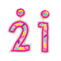 21ST BIRTHDAY BEADED EMBROIDERY SPRINKLE CAKE DANGLE AND DROP PARTY EARRINGS