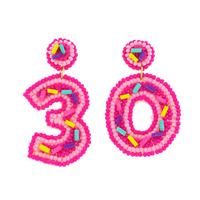 30TH BIRTHDAY BEADED EMBROIDERY SPRINKLE CAKE DANGLE AND DROP PARTY EARRINGS