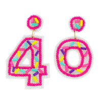 40TH BIRTHDAY BEADED EMBROIDERY SPRINKLE CAKE DANGLE AND DROP PARTY EARRINGS