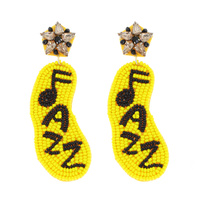2-TIER JEWELED POST "JAZZ" BEADED EMBROIDERY DANGLE AND DROP EARRINGS