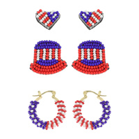 3-PAIR ASSORTED PATRIOTIC BEADED EARRING SET